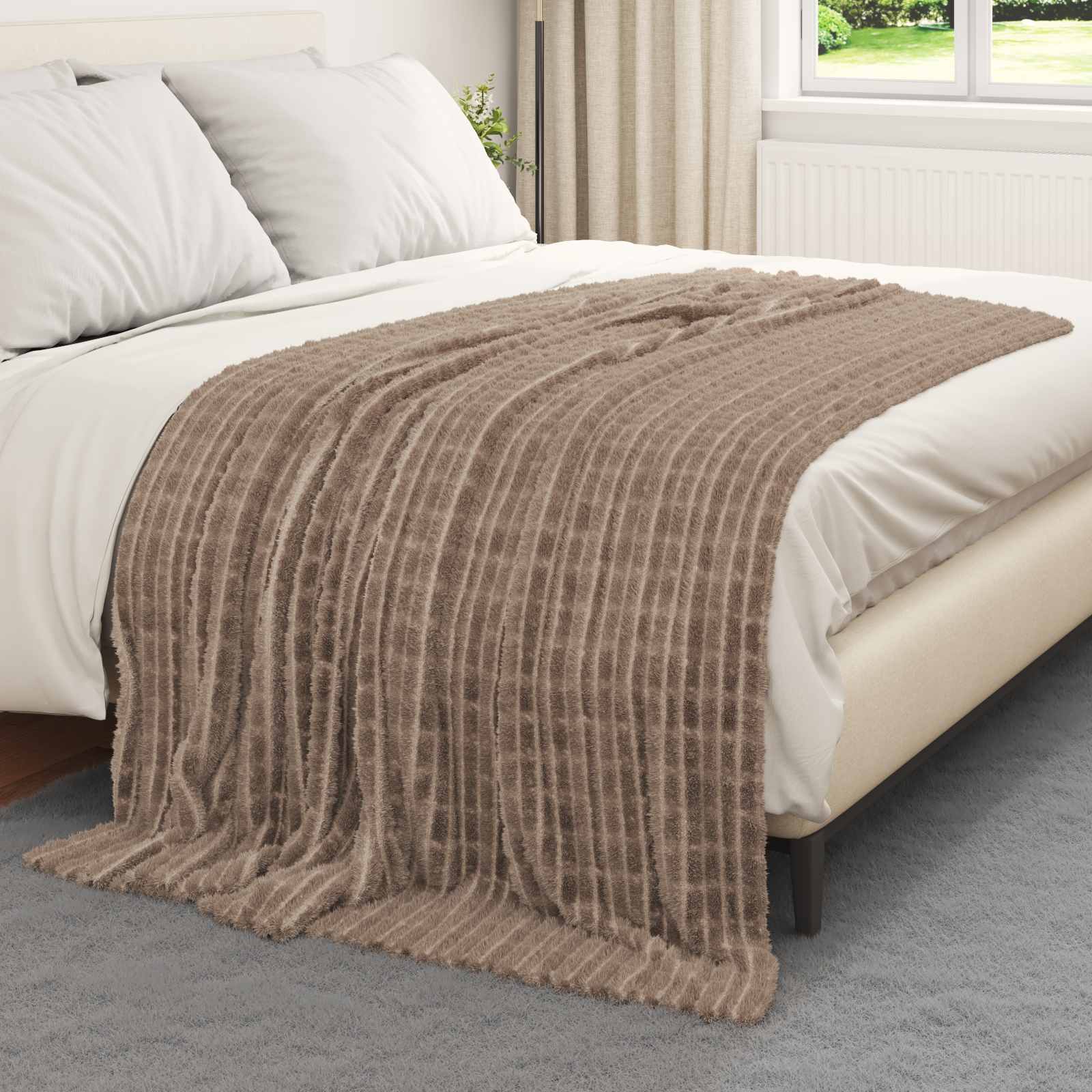 Coperte da Pile 6 pcs Cammello 200 x 150 cm Panno