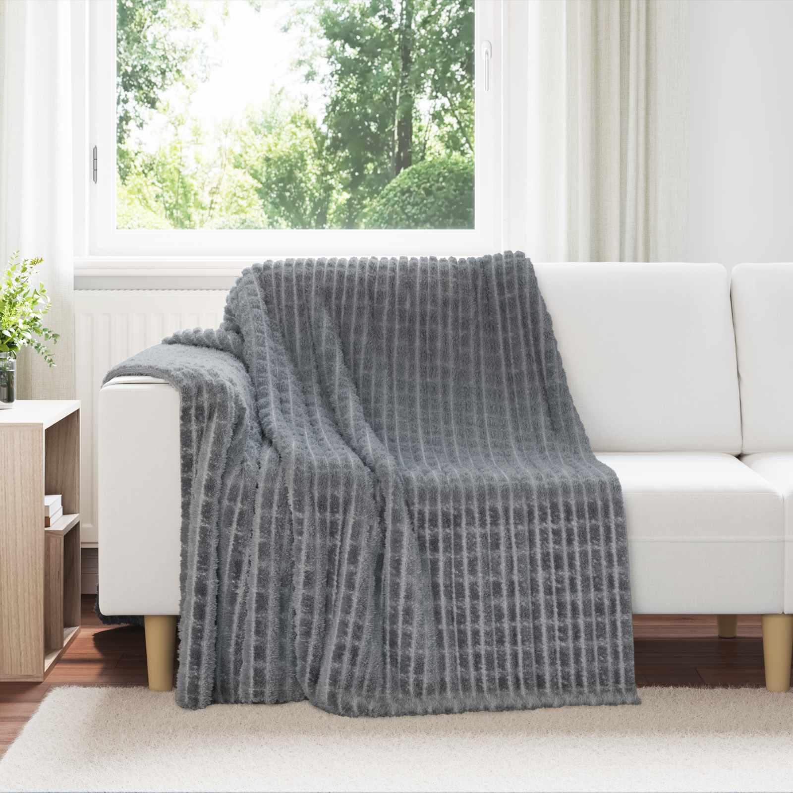 Coperte da Pile 6 pcs Grigio scuro 200 x 150 cm Panno