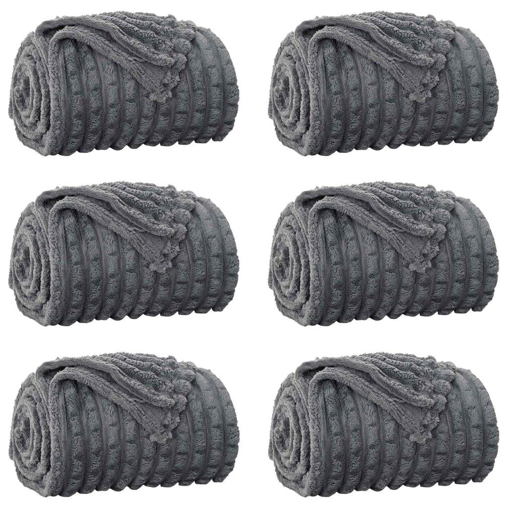 Coperte da Pile 6 pcs Grigio scuro 240 x 220 cm Panno