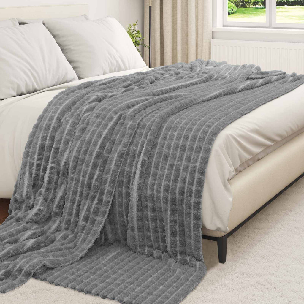 Coperte da Pile 6 pcs Grigio scuro 270 x 240 cm Panno