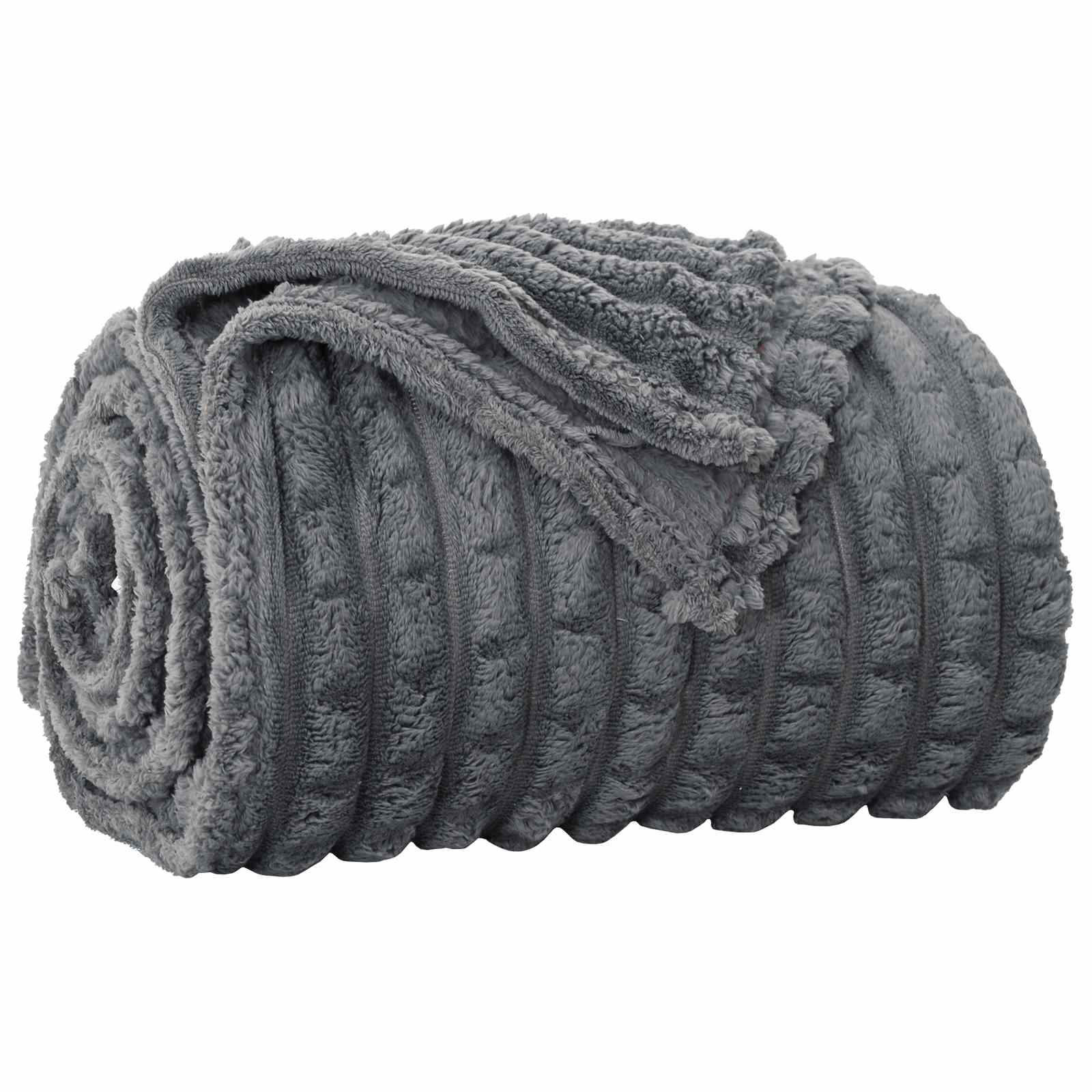 Coperte da Pile 6 pcs Grigio scuro 270 x 240 cm Panno