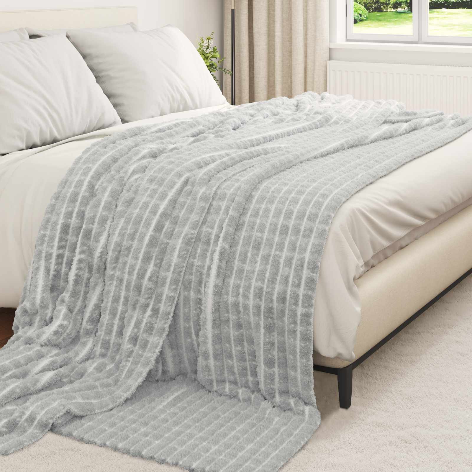 Coperte da Pile 6 pcs Grigio 240 x 220 cm Panno