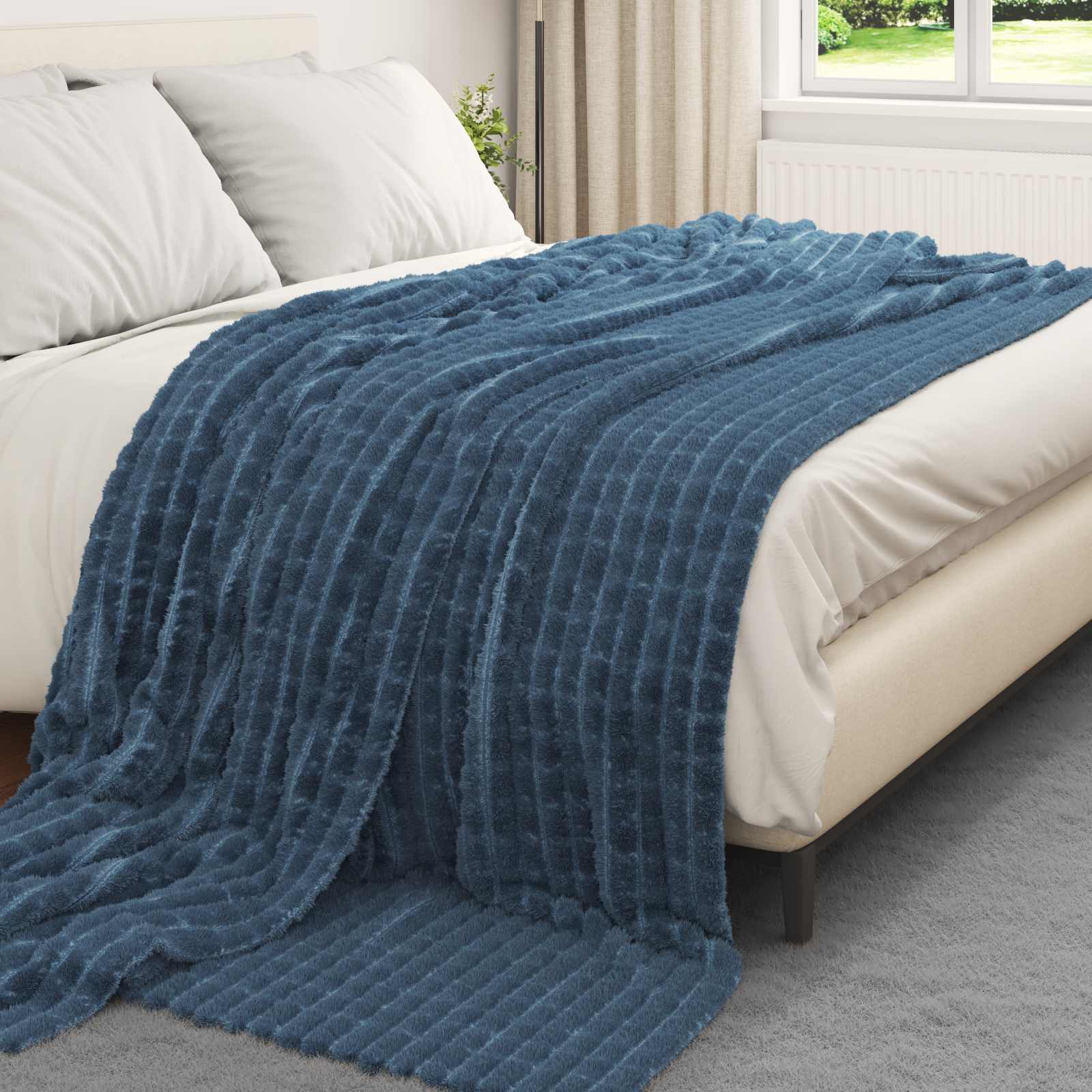 Coperte da Pile 6 pcs Blu navy 240 x 220 cm Panno