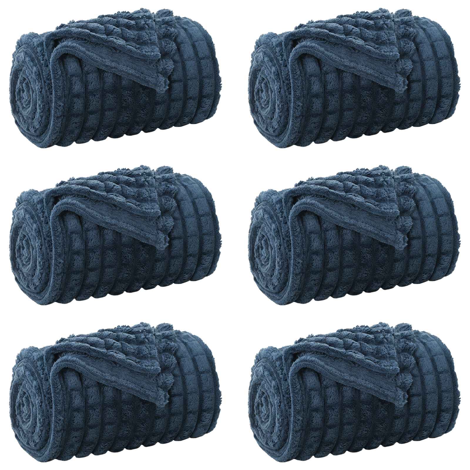 Coperte da Pile 6 pcs Blu navy 240 x 220 cm Panno