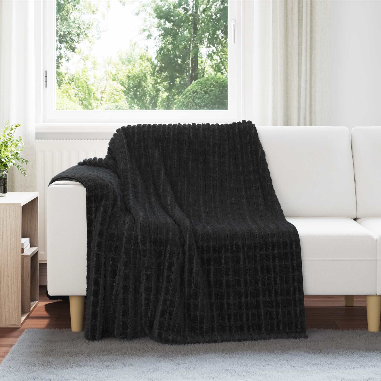 Coperte da Pile 6 pcs Nero 200 x 150 cm Panno