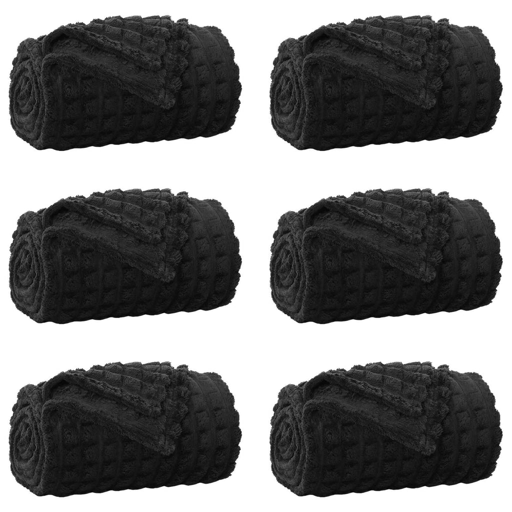 Coperte da Pile 6 pcs Nero 200 x 150 cm Panno
