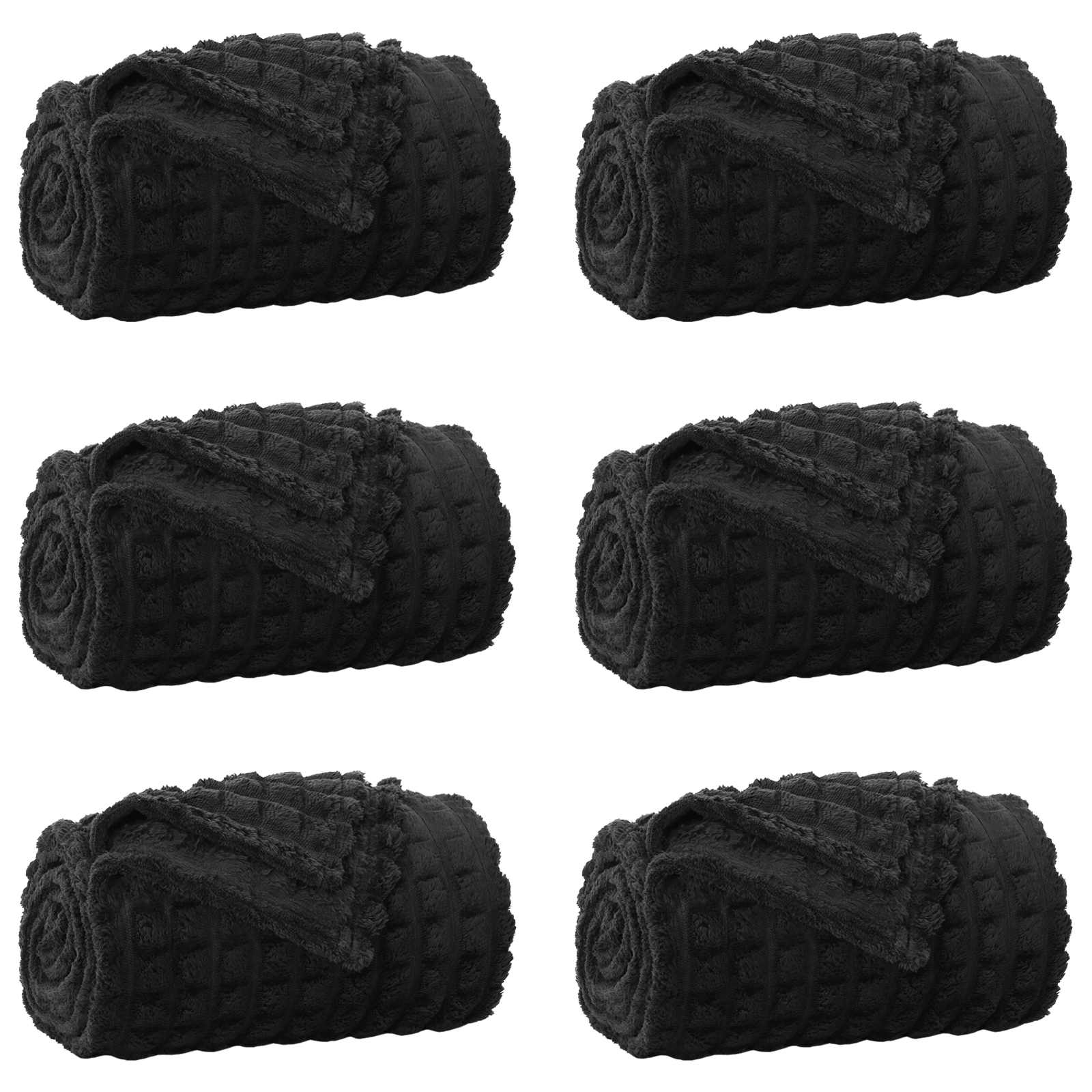 Coperte da Pile 6 pcs Nero 270 x 240 cm Panno