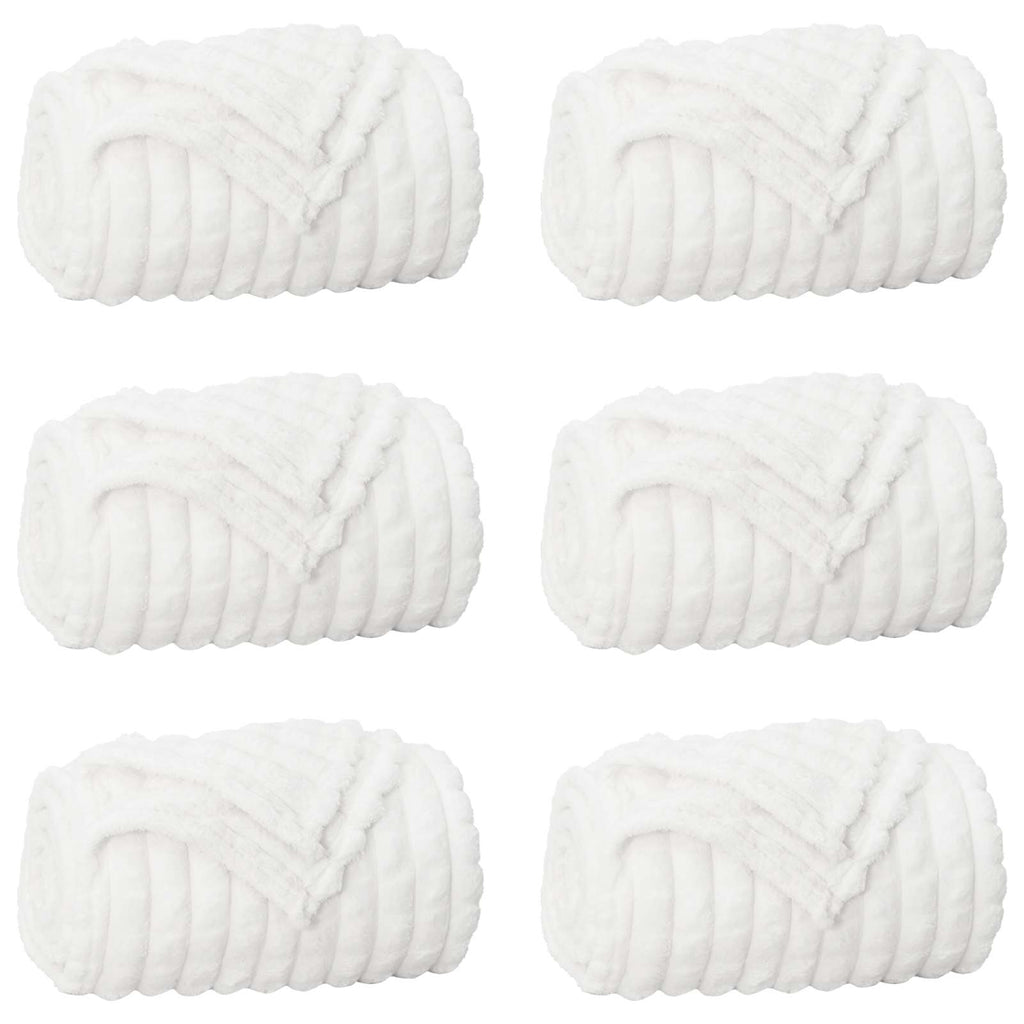 Coperte da Pile 6 pcs Bianco 150 x 130 cm Panno