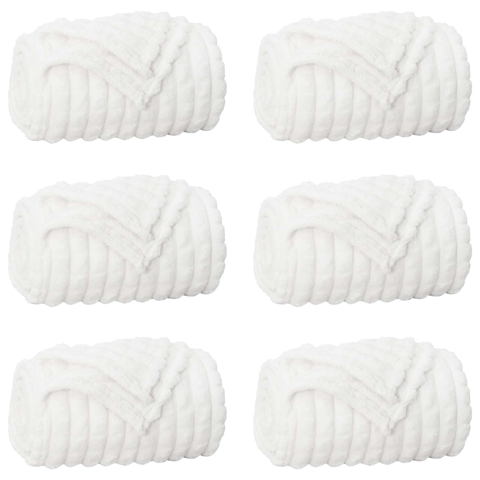 Coperte da Pile 6 pcs Bianco 150 x 130 cm Panno