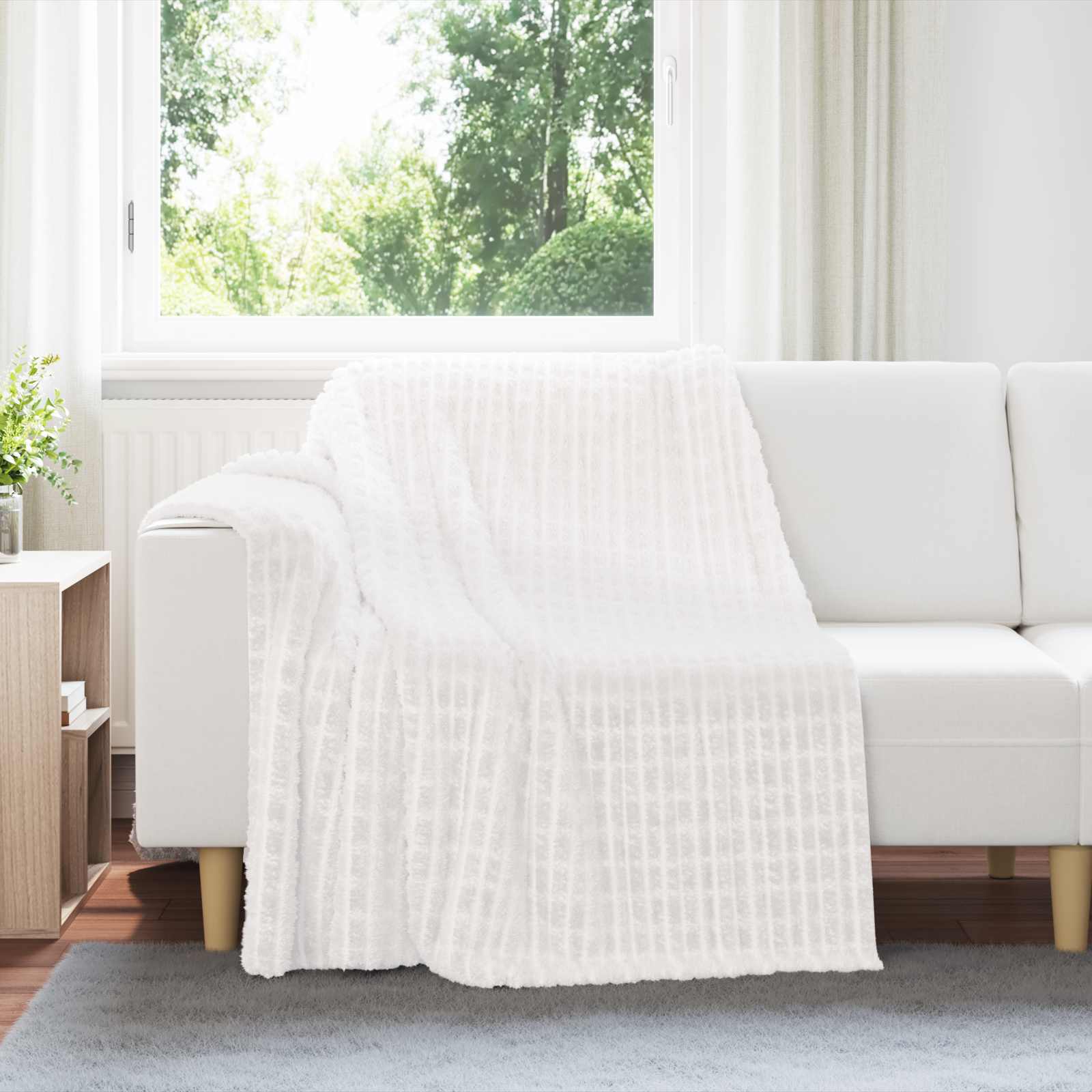 Coperte da Pile 6 pcs Bianco 200 x 150 cm Panno