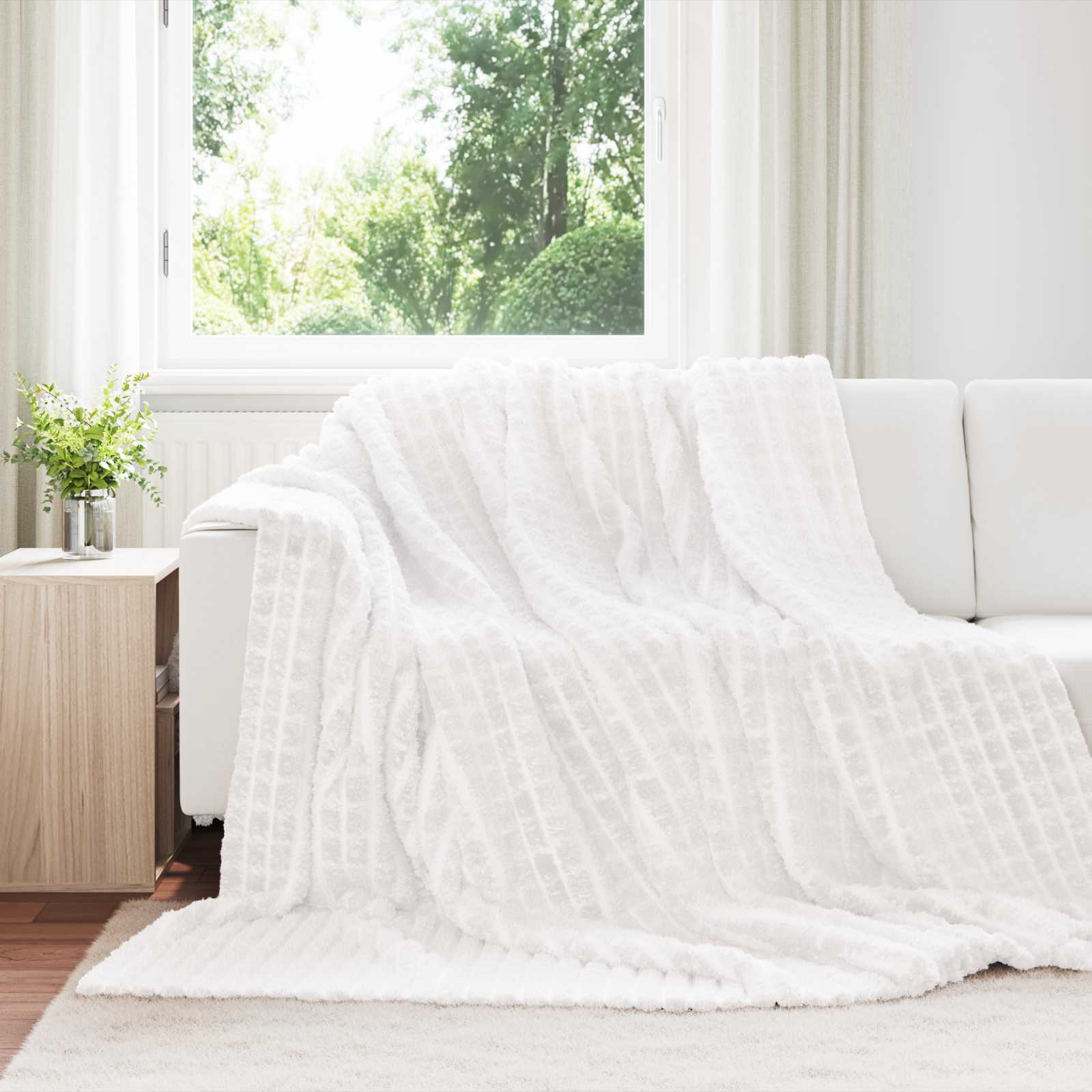 Coperte da Pile 6 pcs Bianco 270 x 240 cm Panno
