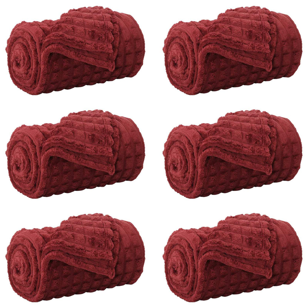 Coperte da Pile 6 pcs Rosso Bordeaux 270 x 240 cm Panno