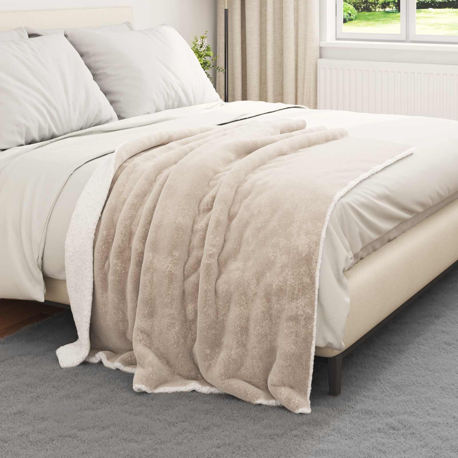 Coperta Beige 130 x 150 cm Panno