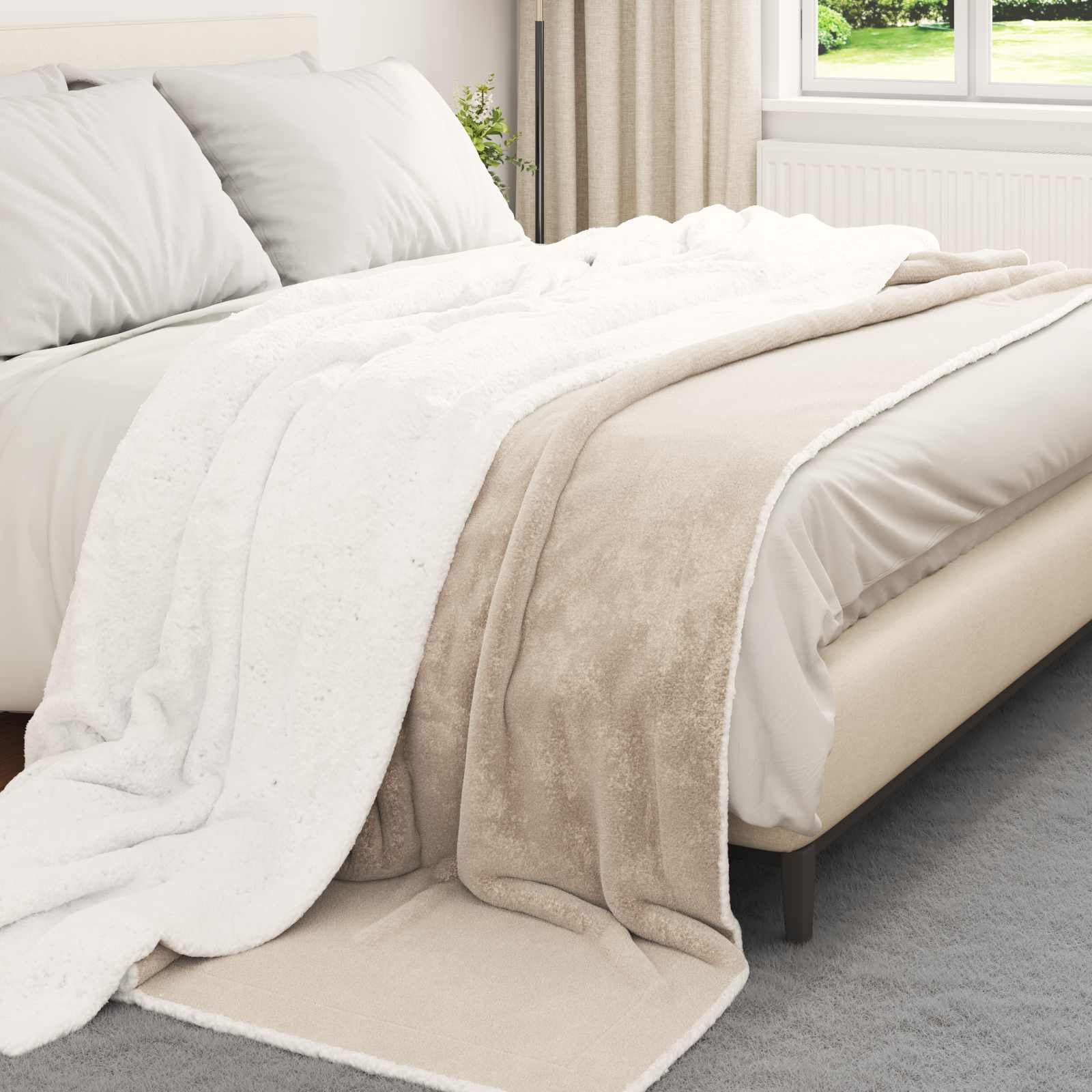Coperta Beige 220 x 240 cm Panno