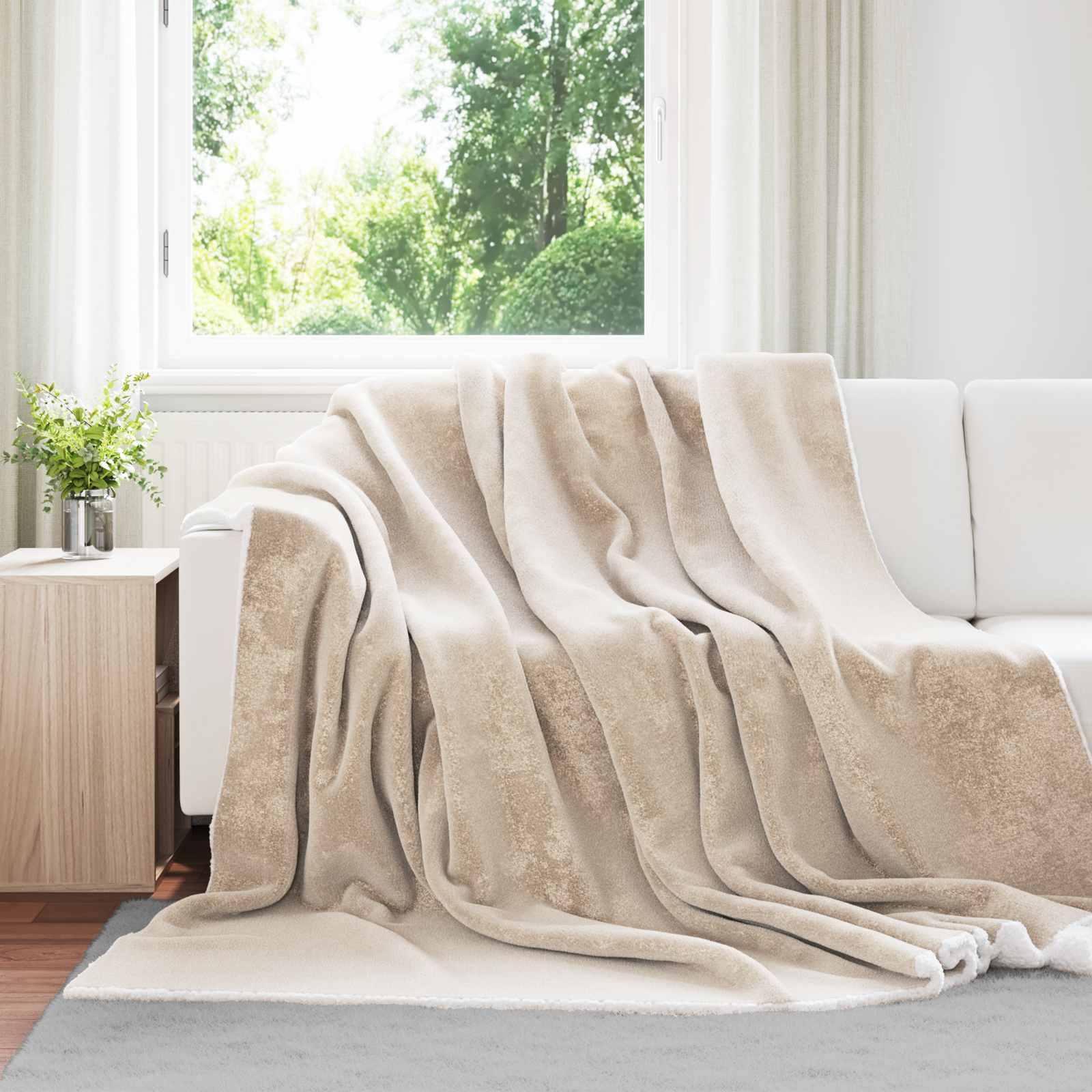 Coperta Beige 240 x 270 cm Panno
