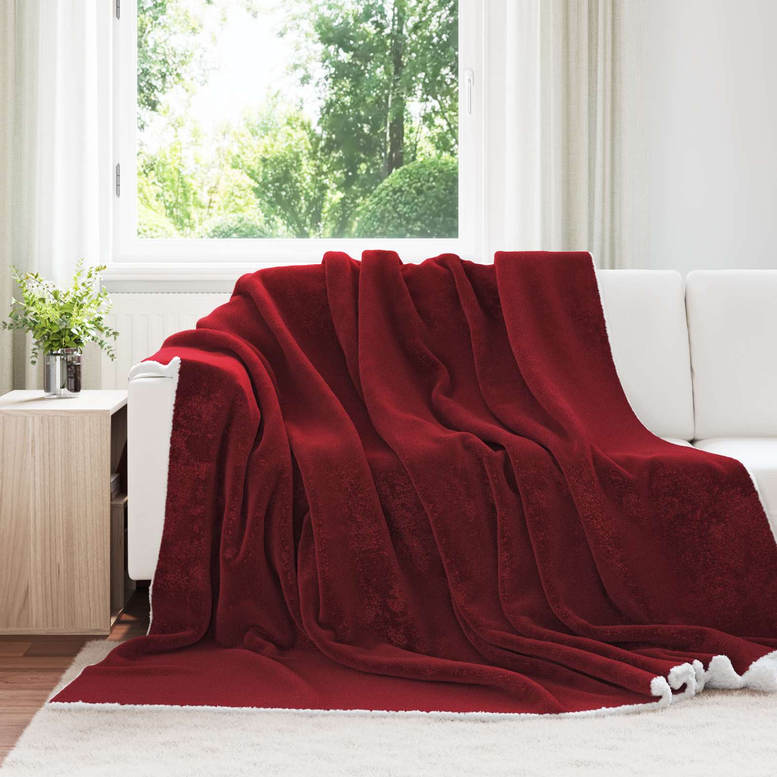 Coperta Rosso Bordeaux 220 x 240 cm Panno