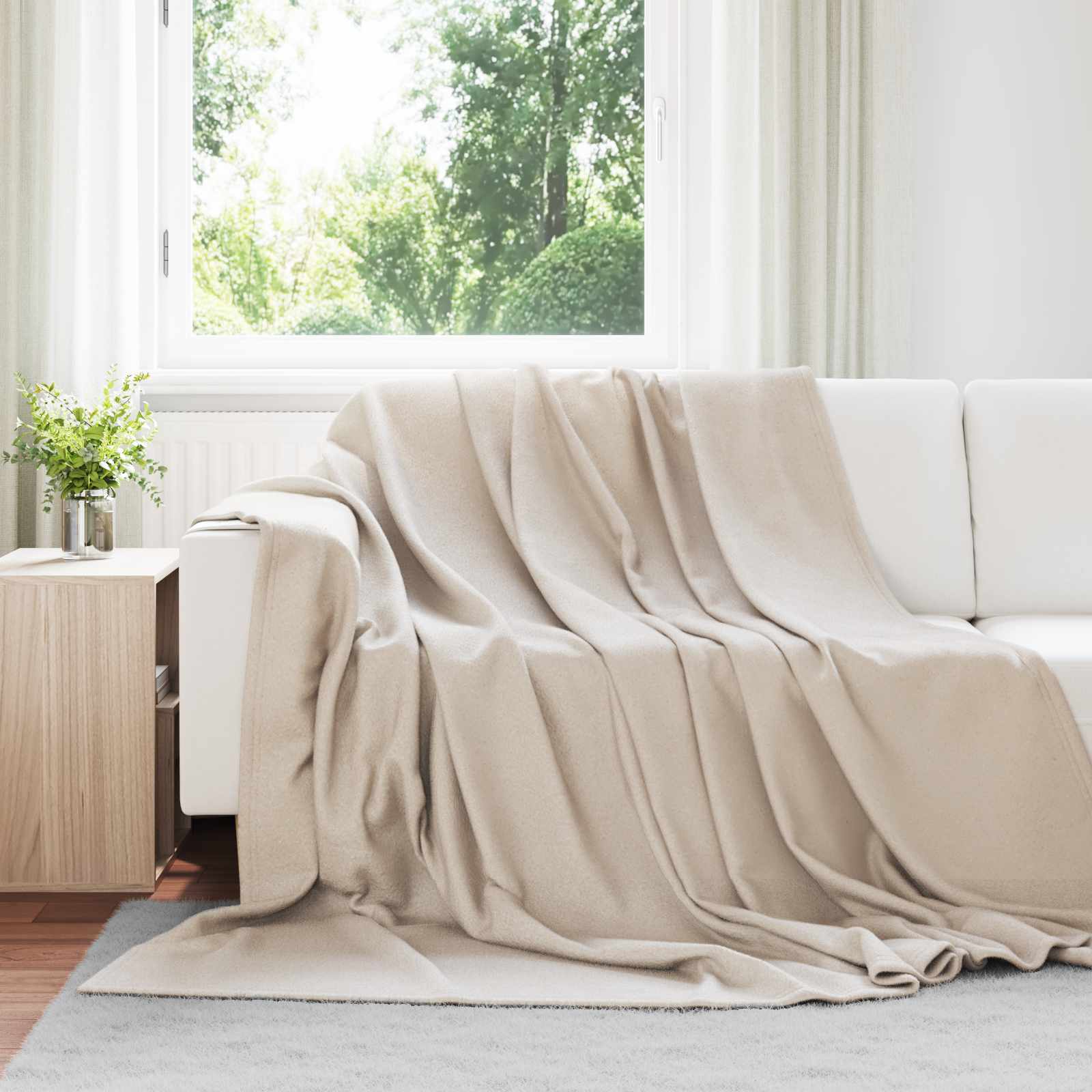 Coperte da Pile 6 pcs Beige 240 x 220 cm Panno