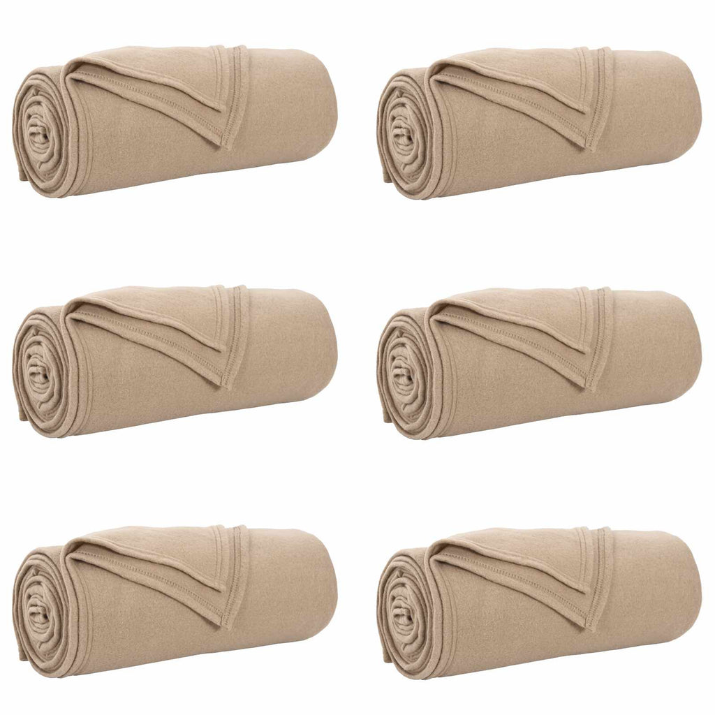 Coperte da Pile 6 pcs Cammello 200 x 150 cm Panno