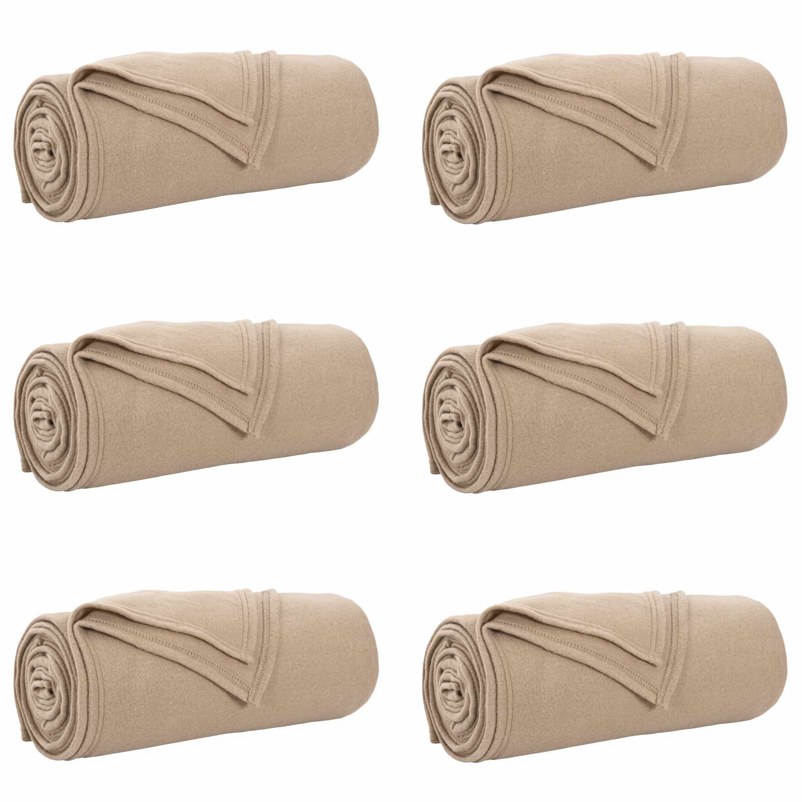 Coperte da Pile 6 pcs Cammello 270 x 240 cm Panno