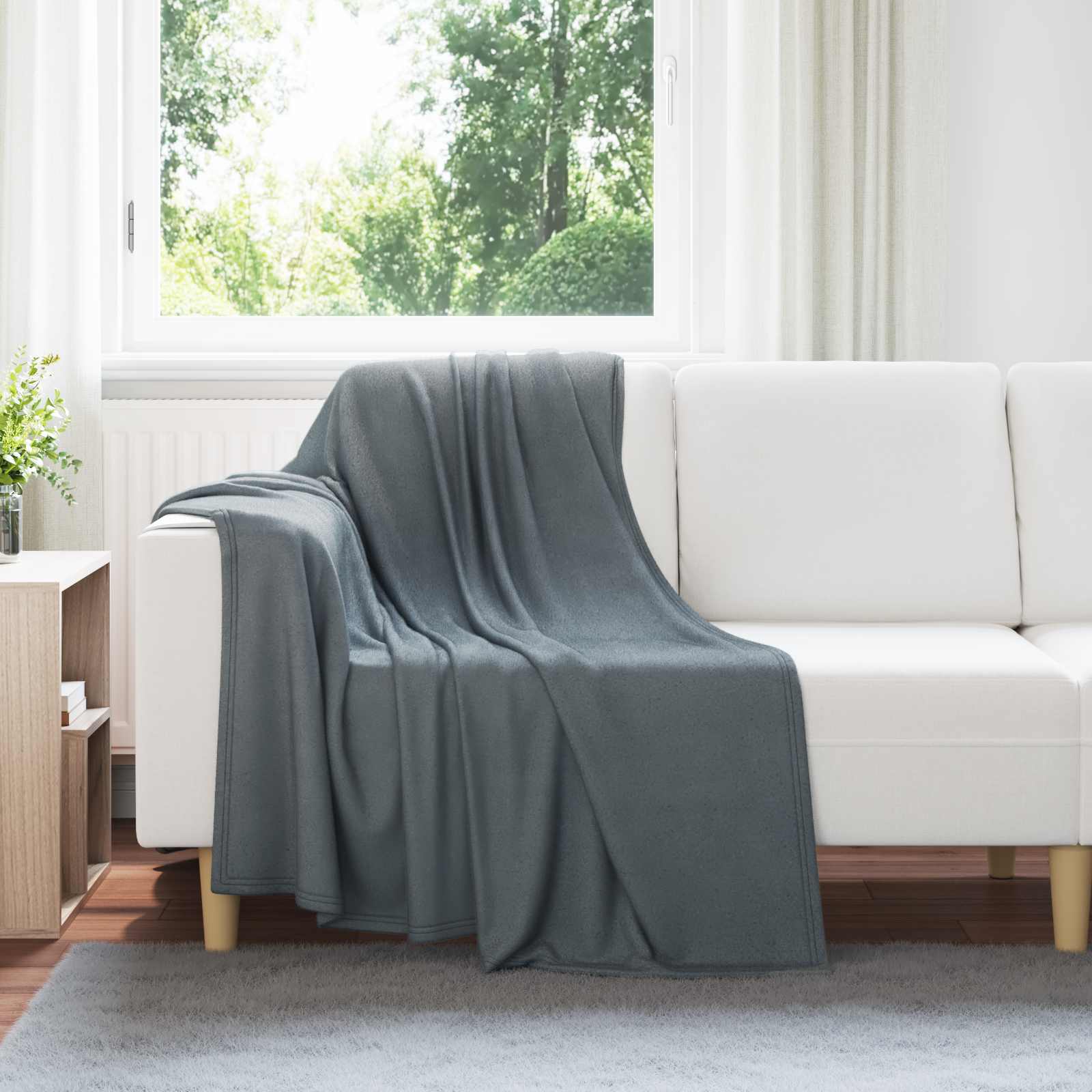Coperte da Pile 6 pcs Grigio scuro 170 x 130 cm Panno