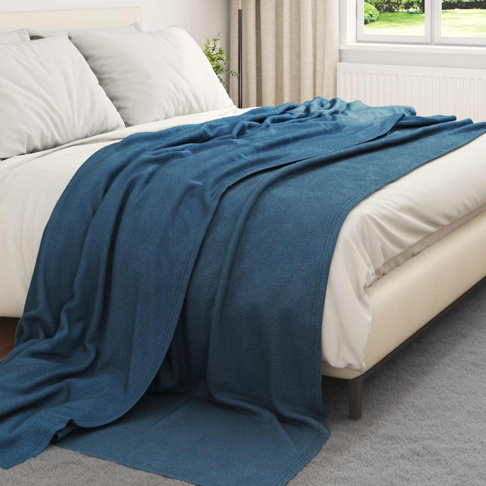 Coperte da Pile 6 pcs Blu navy 270 x 240 cm Panno