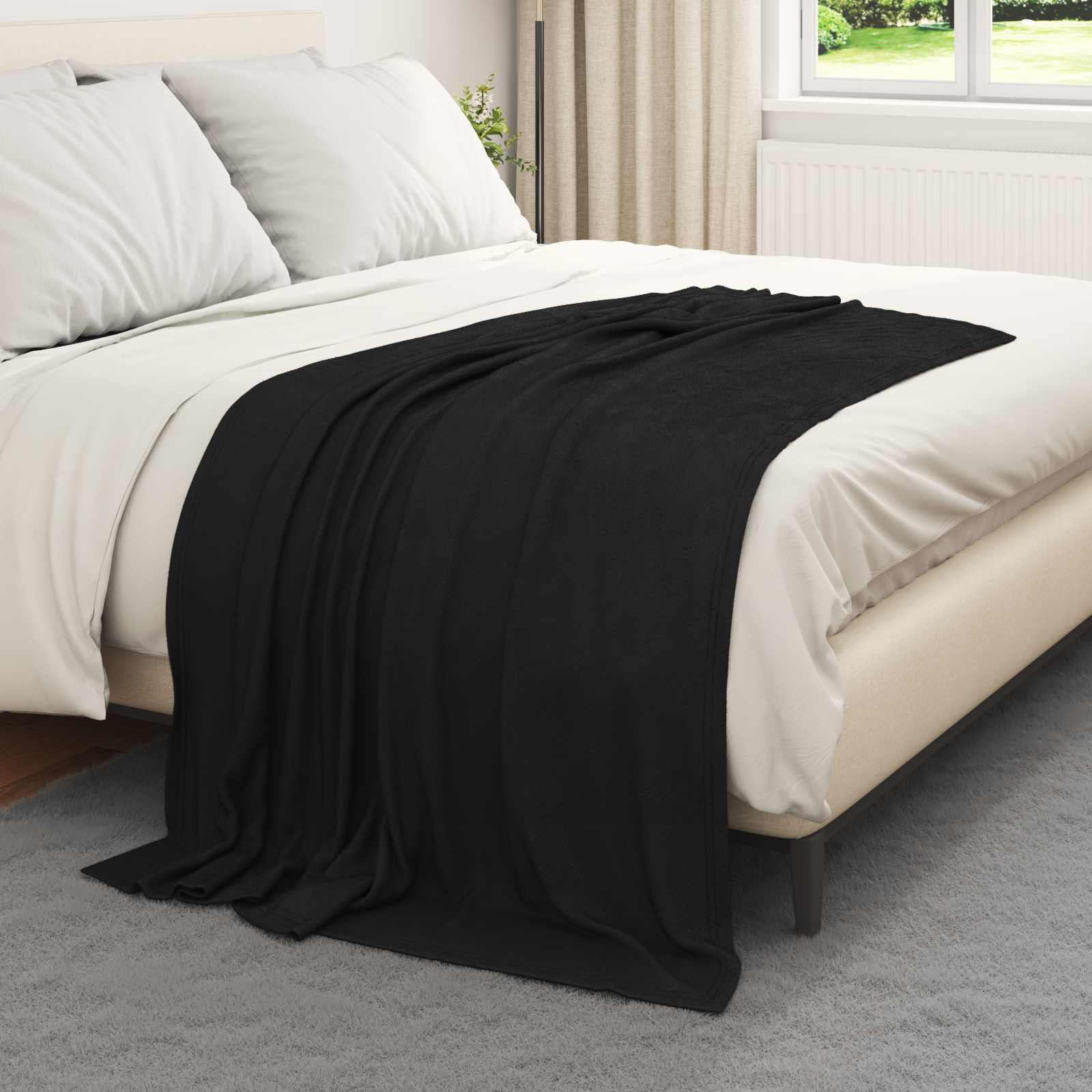 Coperte da Pile 6 pcs Nero 170 x 130 cm Panno