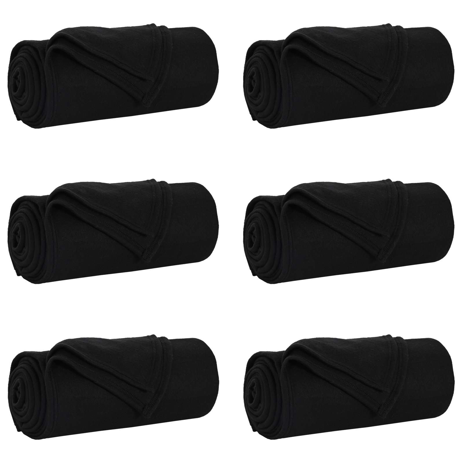 Coperte da Pile 6 pcs Nero 200 x 150 cm Panno