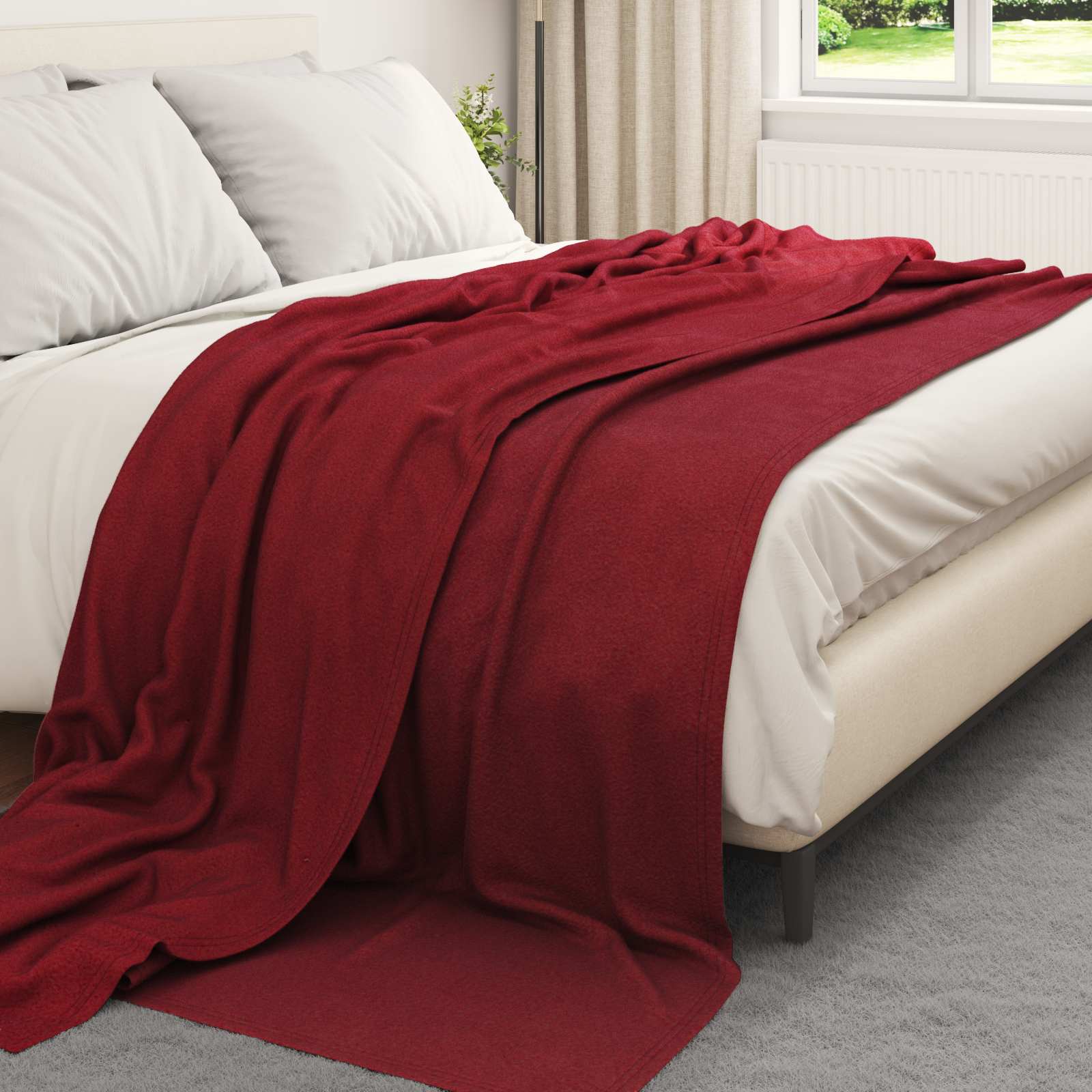 Coperte da Pile 6 pcs Rosso Bordeaux 240 x 220 cm Panno