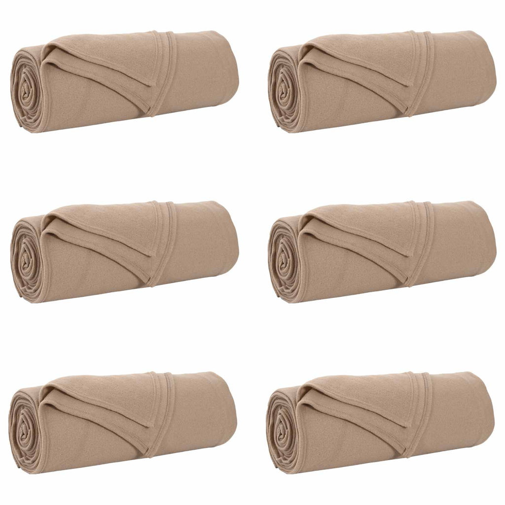 Coperte da Pile 6 pcs Cammello 280 x 210 cm Panno