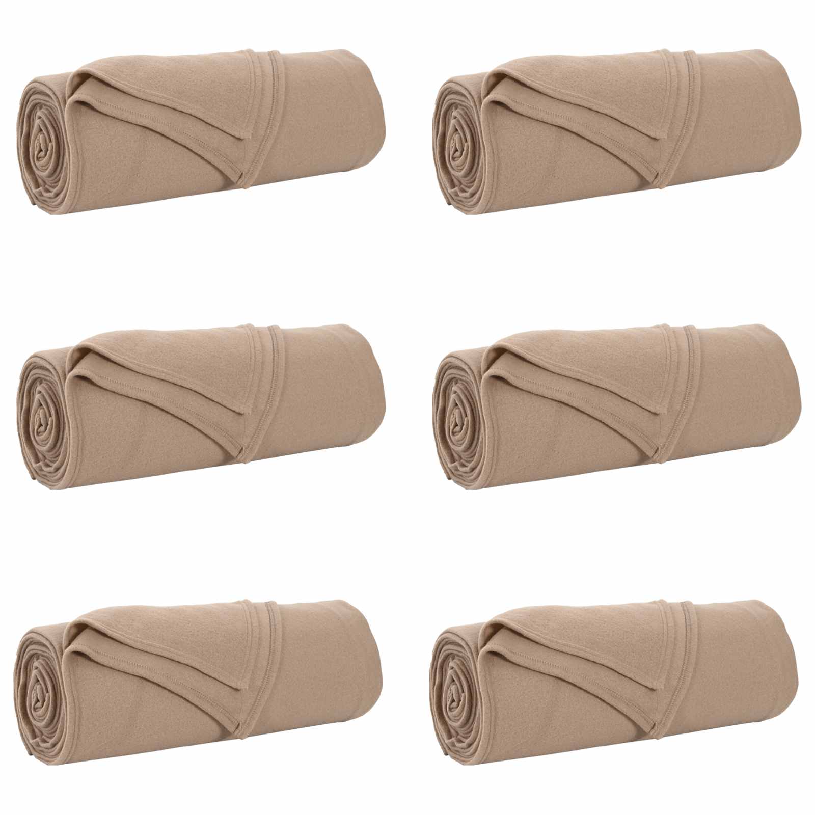 Coperte da Pile 6 pcs Cammello 280 x 210 cm Panno