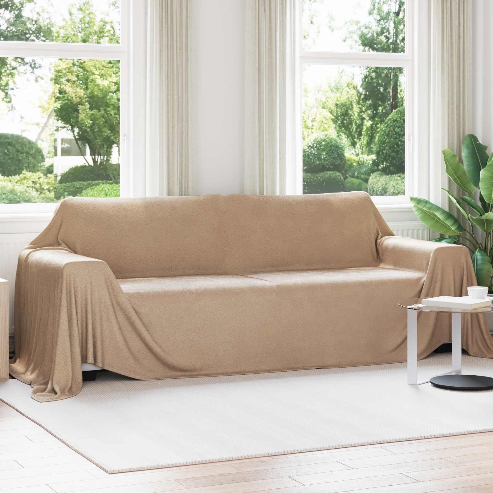 Coperte da Pile 6 pcs Cammello 350 x 270 cm Panno