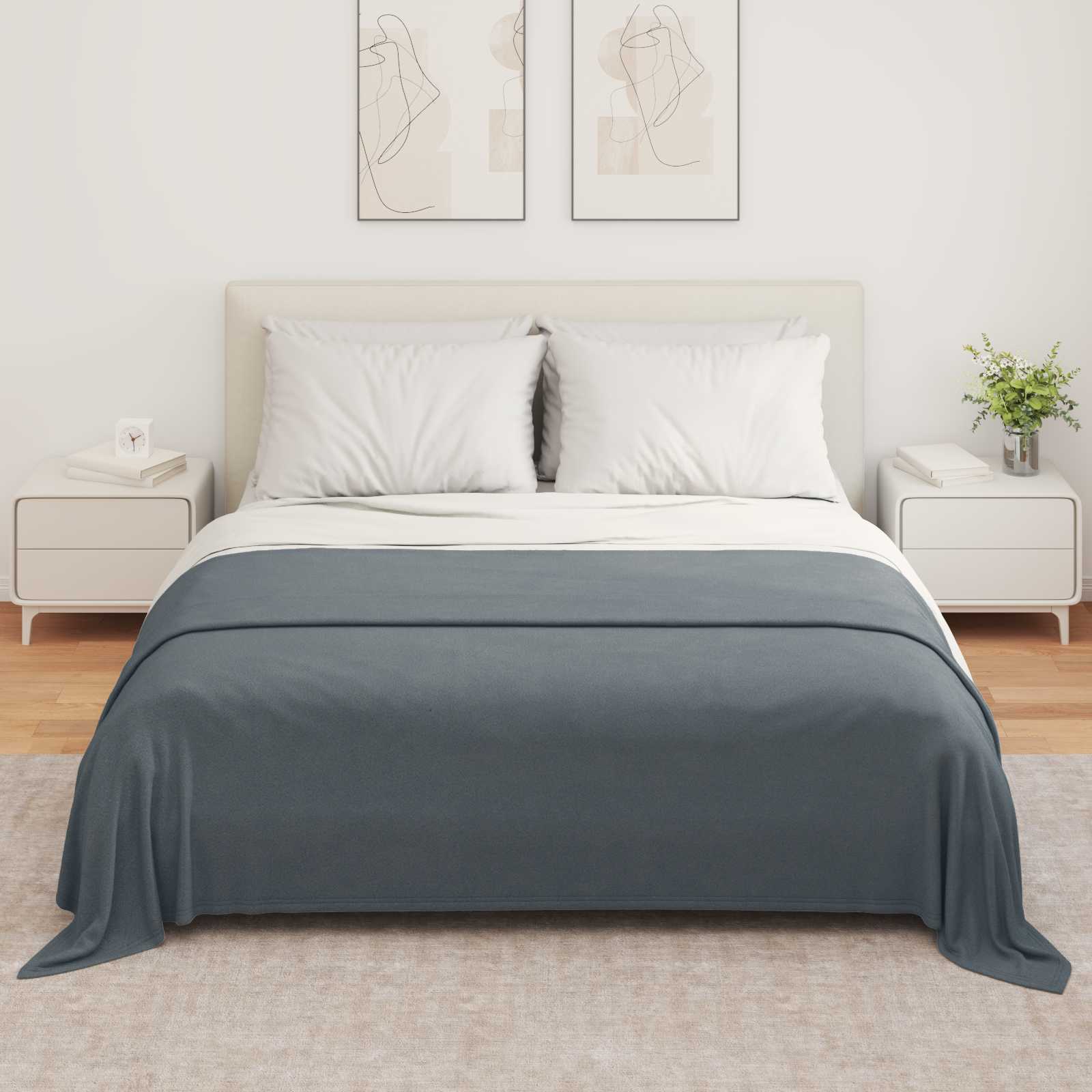 Coperte da Pile 6 pcs Grigio scuro 280 x 210 cm Panno