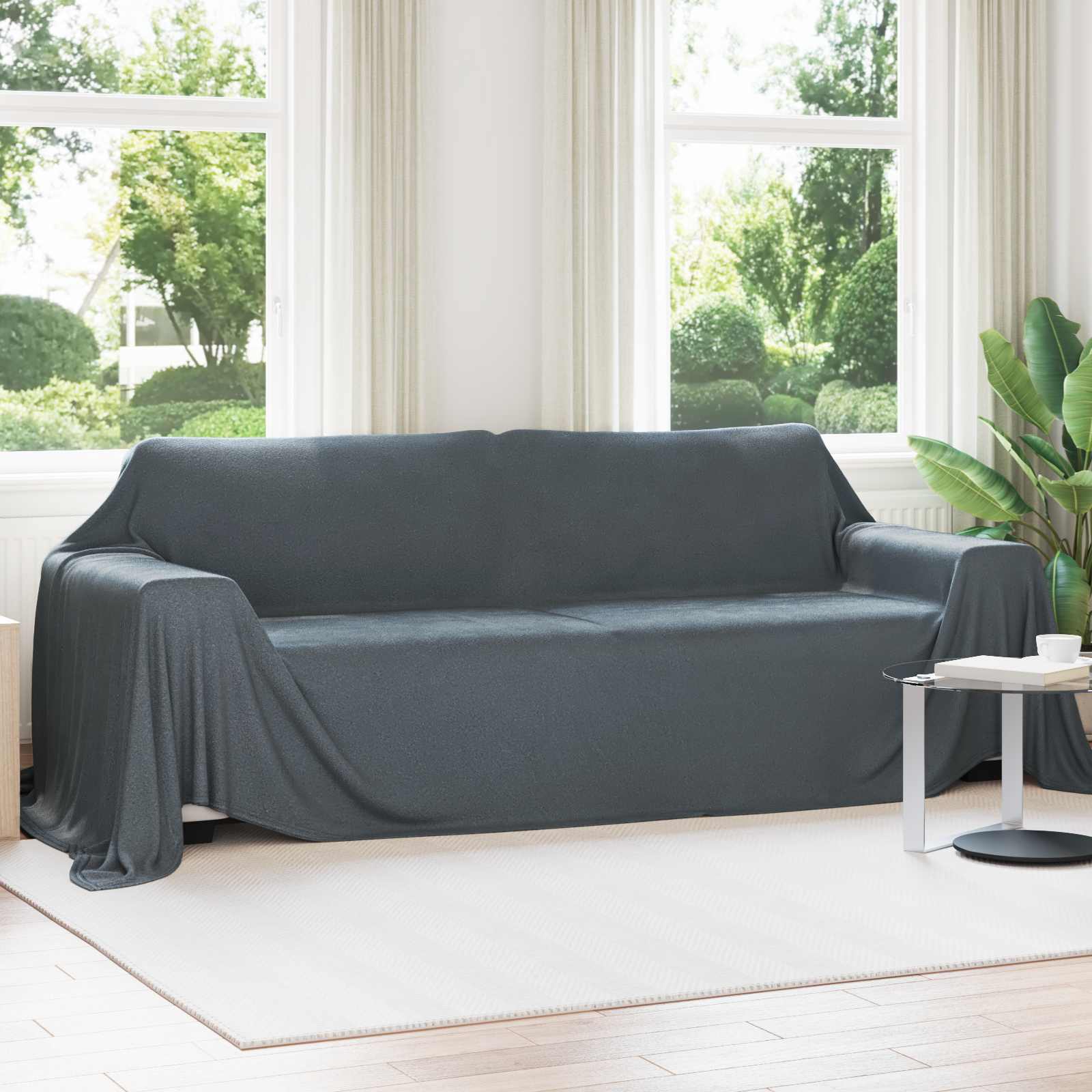 Coperte da Pile 6 pcs Grigio scuro 350 x 270 cm Panno