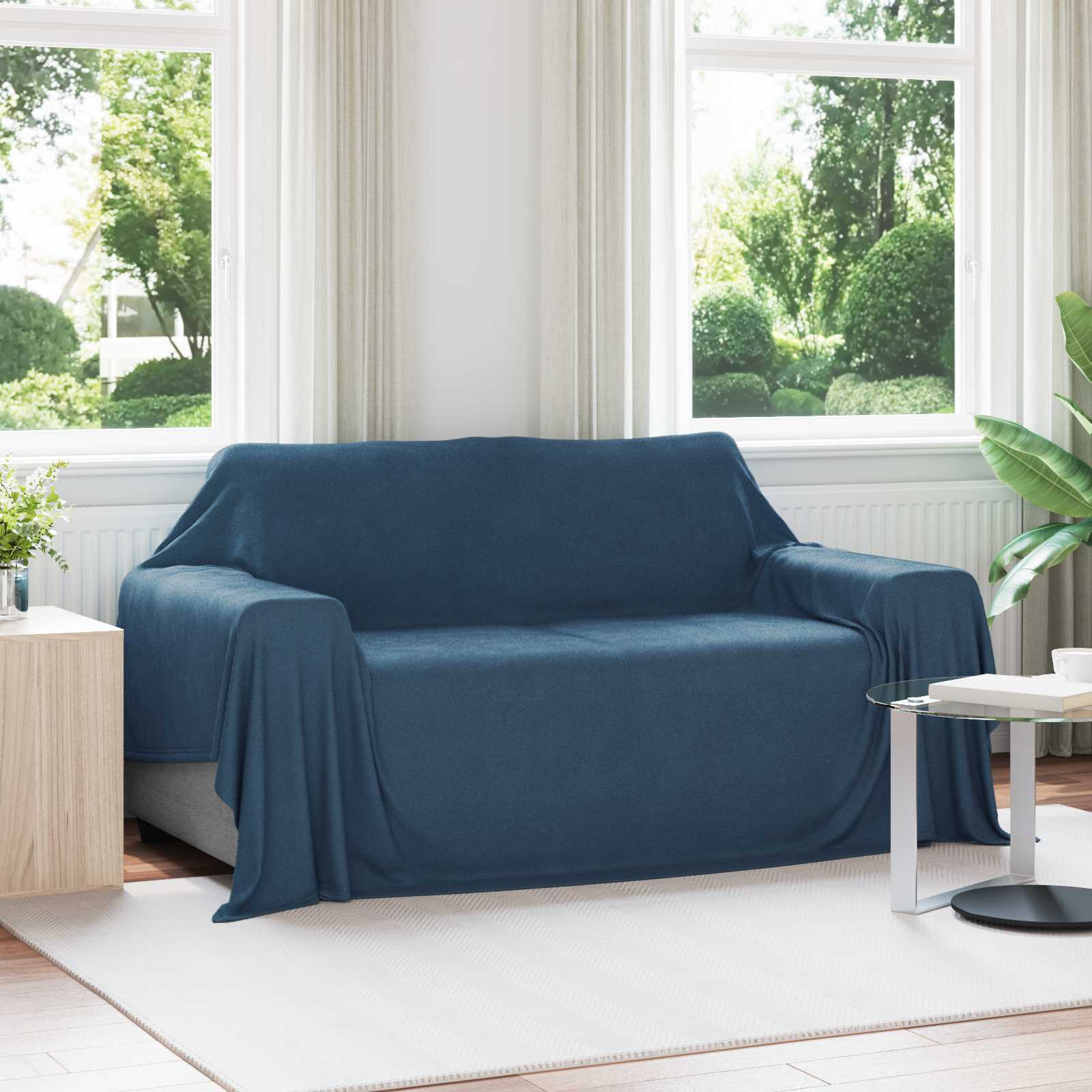 Coperte da Pile 6 pcs Blu navy 280 x 210 cm Panno