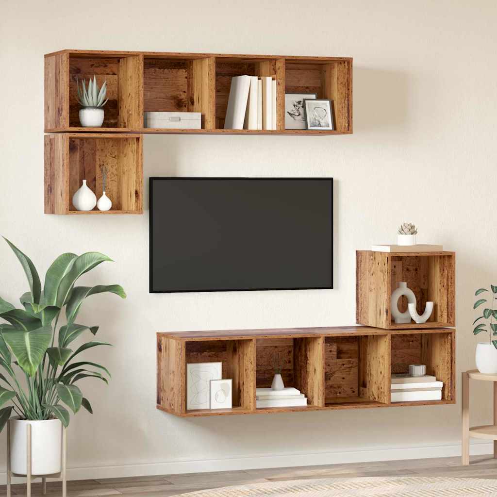 Set mobile TV 4 pcs Legno vecchio Legno multistrato