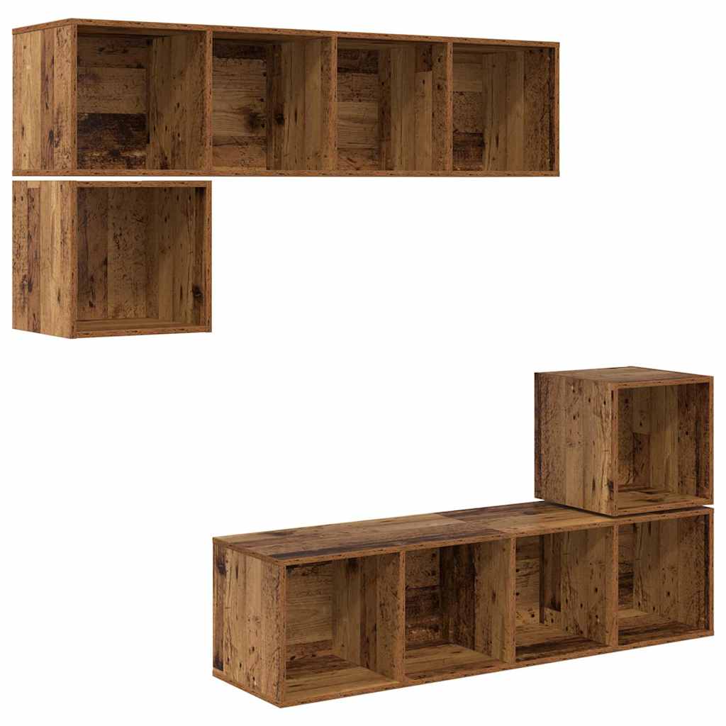 Set mobile TV 4 pcs Legno vecchio Legno multistrato