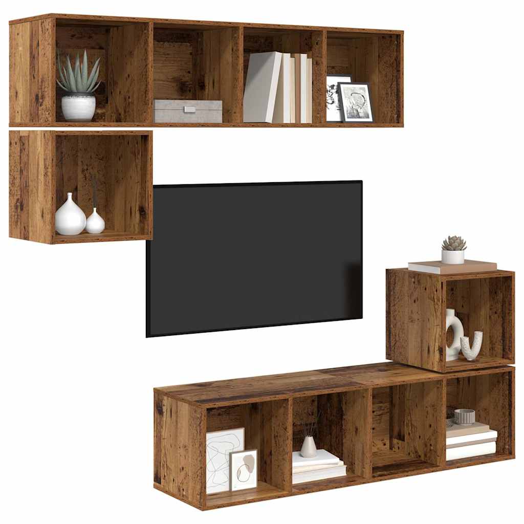 Set mobile TV 4 pcs Legno vecchio Legno multistrato