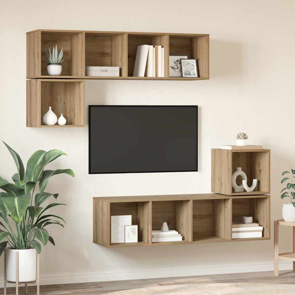 Set mobile TV 4 pcs Rovere artigianale Legno multistrato