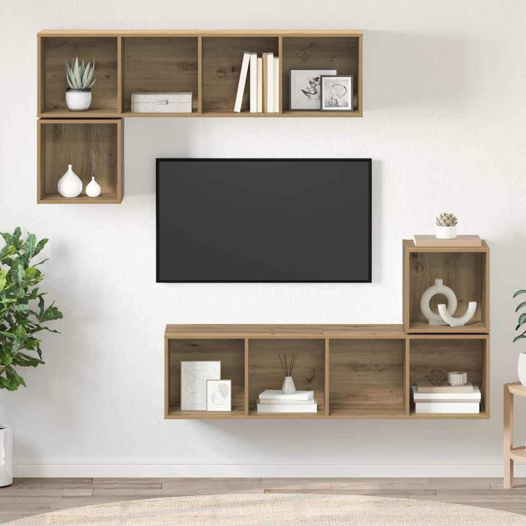 Set mobile TV 4 pcs Rovere artigianale Legno multistrato