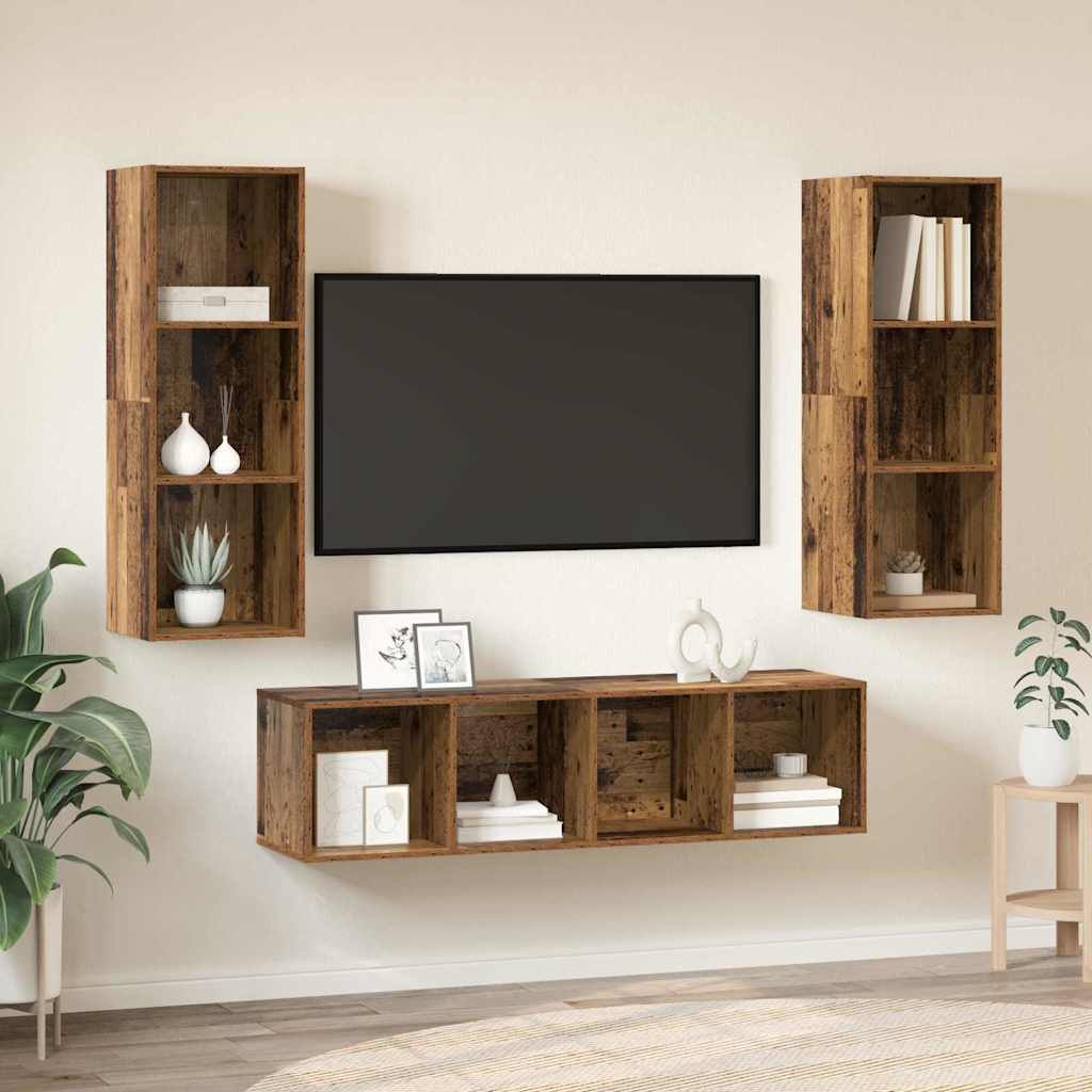Set mobile TV 3 pcs Legno vecchio Legno multistrato