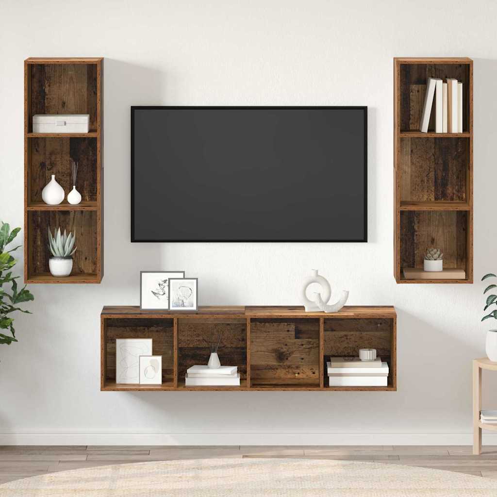 Set mobile TV 3 pcs Legno vecchio Legno multistrato