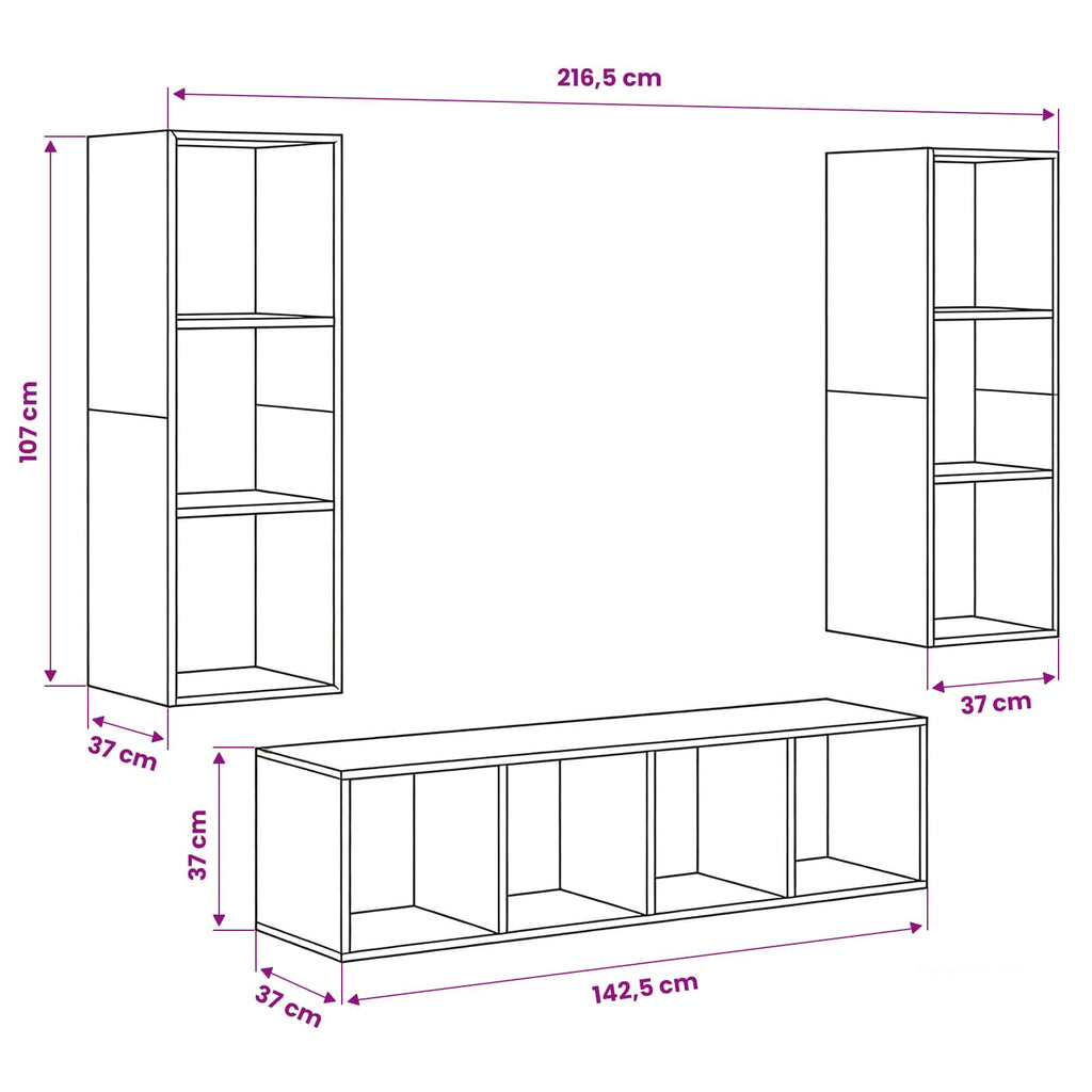 Set mobile TV 3 pcs Legno vecchio Legno multistrato
