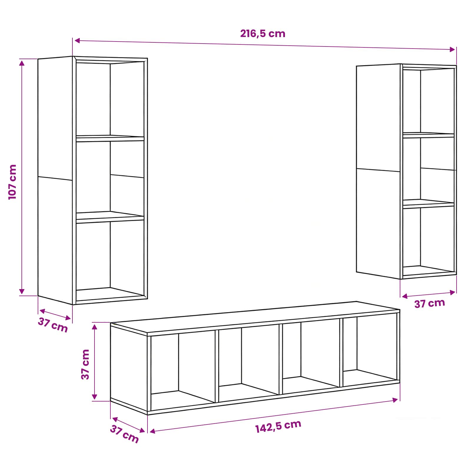 Set mobile TV 3 pcs Legno vecchio Legno multistrato
