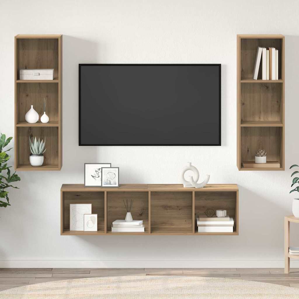 Set mobile TV 3 pcs Rovere artigianale Legno multistrato