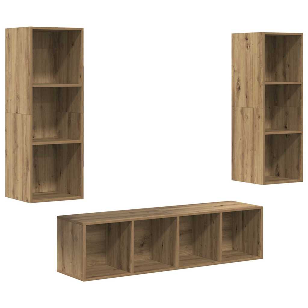 Set mobile TV 3 pcs Rovere artigianale Legno multistrato
