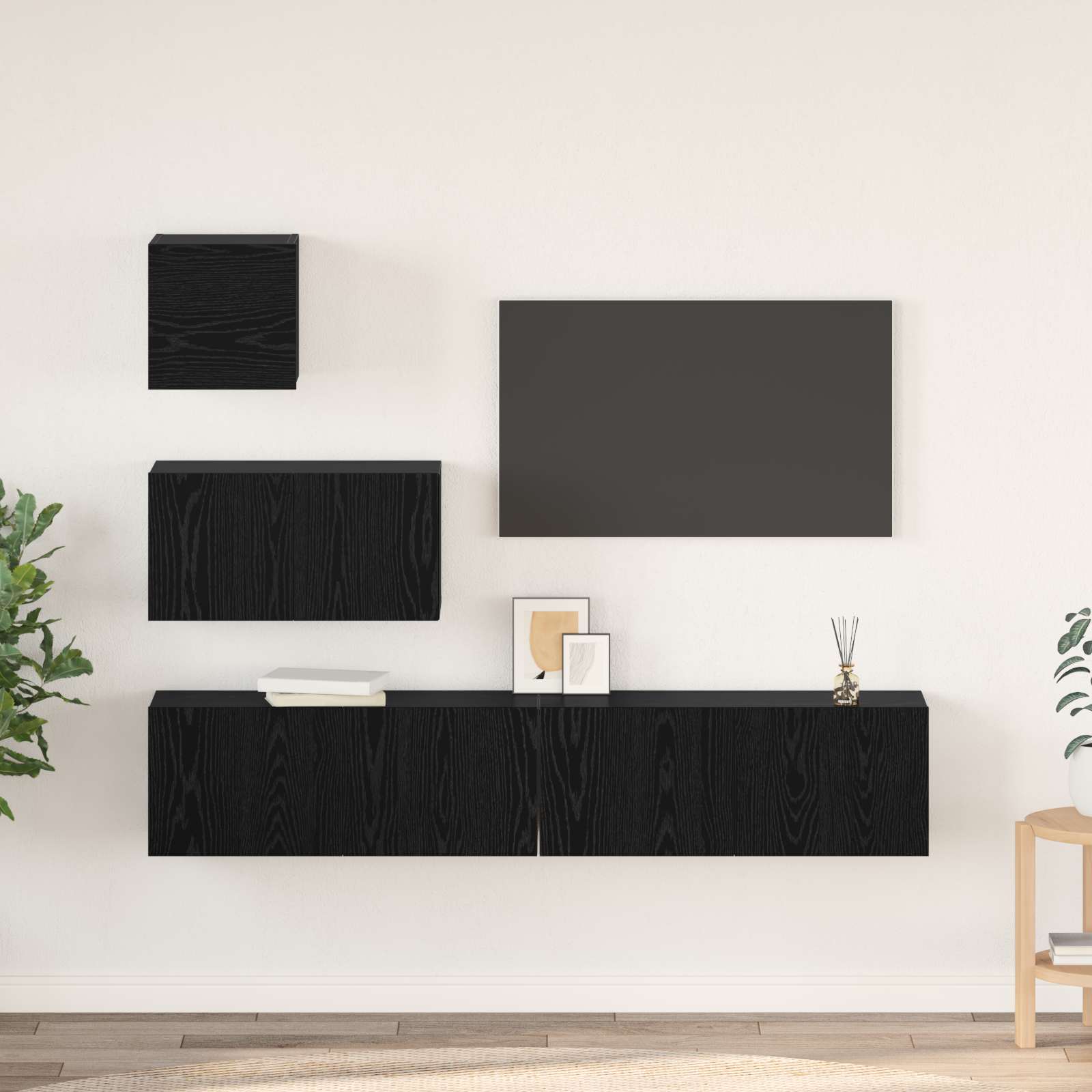 Set mobile TV 3 pcs Rovere Nero Legno multistrato