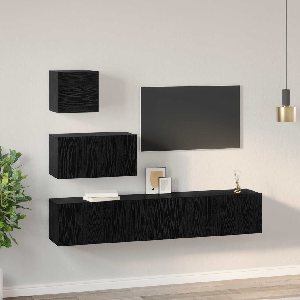 Set mobile TV 3 pcs Rovere Nero Legno multistrato