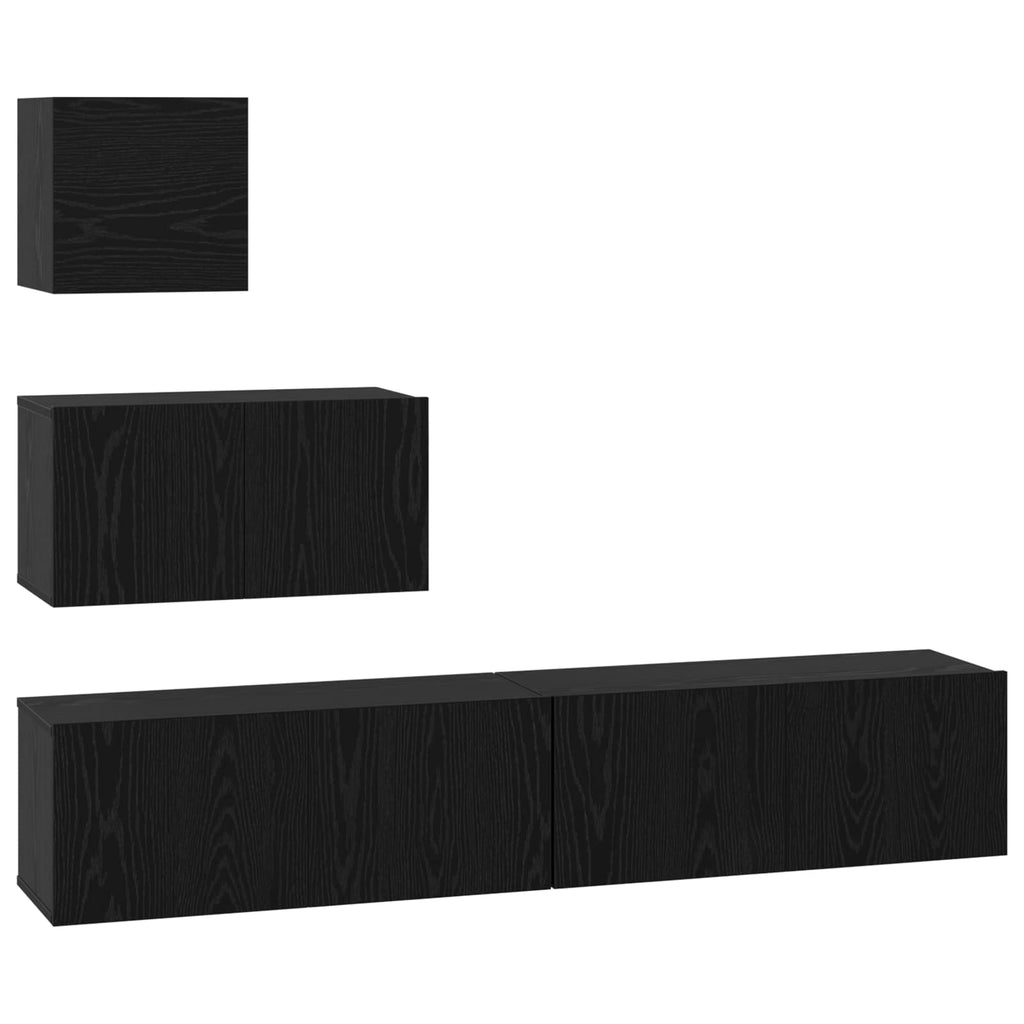 Set mobile TV 3 pcs Rovere Nero Legno multistrato