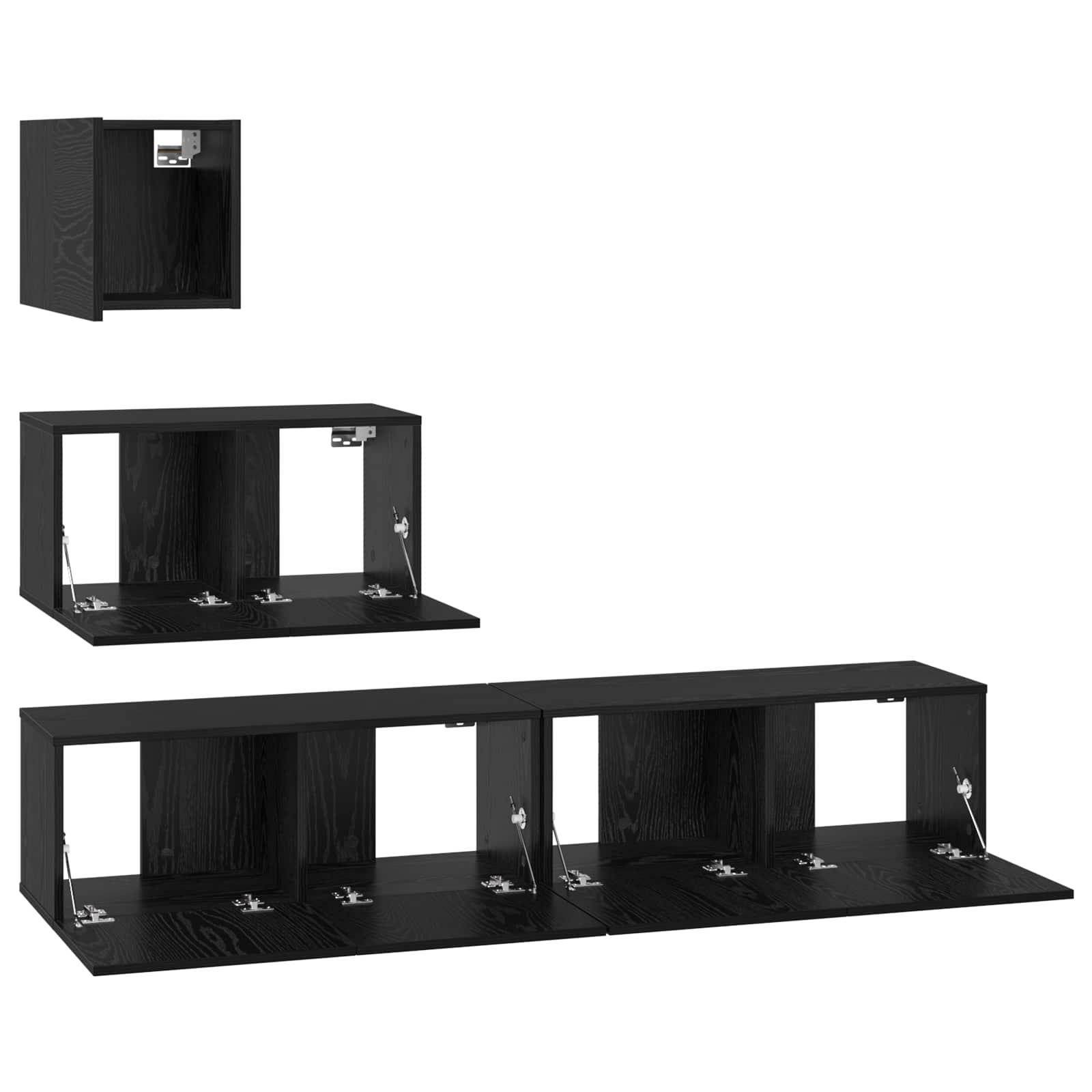 Set mobile TV 3 pcs Rovere Nero Legno multistrato