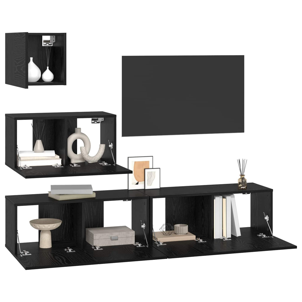 Set mobile TV 3 pcs Rovere Nero Legno multistrato